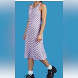 UNIF Lavender Checkered Midi Skirt